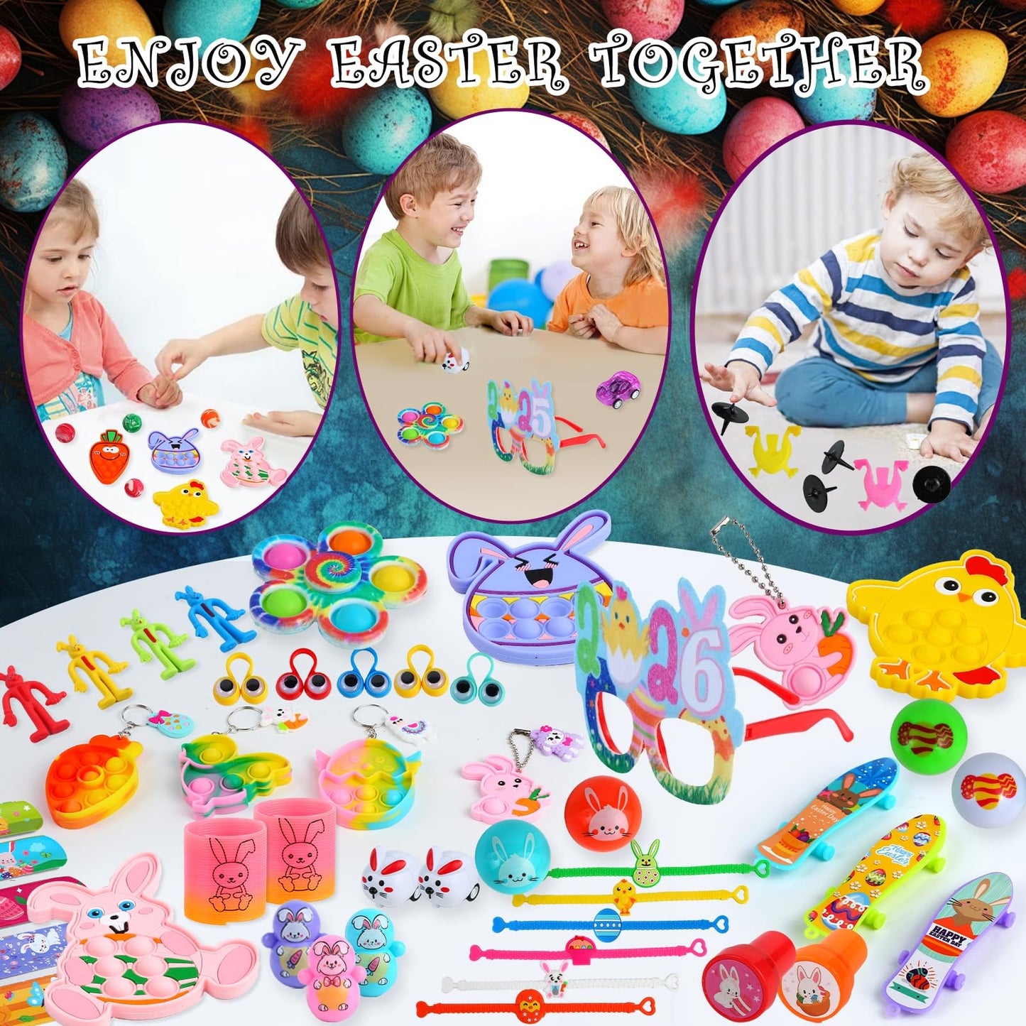 600 Pcs Easter Basket Stuffers for Kids Party Favors,Easter Fillers,Fidget Toys,Bulk Easter Toys,Stocking Stuffers Birthday Gifts,Carnival Treasure Classroom Prizes Box,Pinata Fillers,Easter Egg Hunt