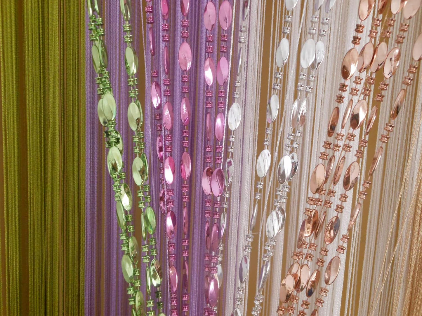 Button Beaded Door Curtain - Champagne Tassel Room Divider (39.3" x 78.5")