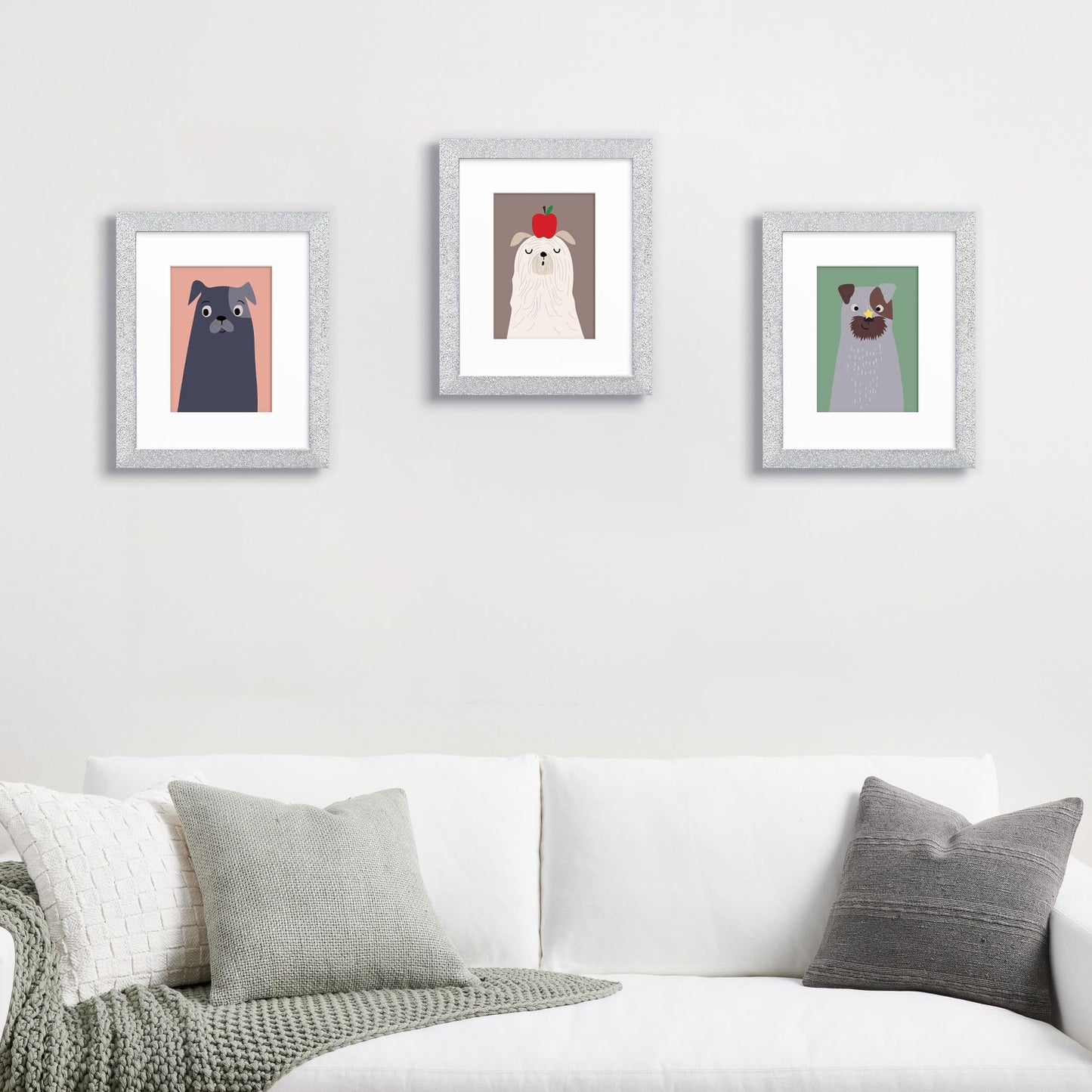 NWDCLF 8x10 Glitter Picture Frame Set of 3, Stylish Sparkling Photo Frames with 5x7/4x6 Mat, Solid Wood and Real Glass for Tabletop or Wall Mount, Cute Home Office Decor, Silver
