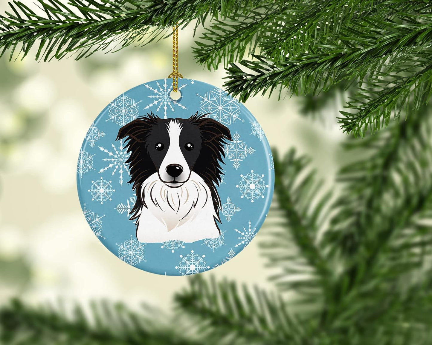 Jack Russell Terrier Snowflake Ceramic Ornament - 3" Christmas Tree Decoration