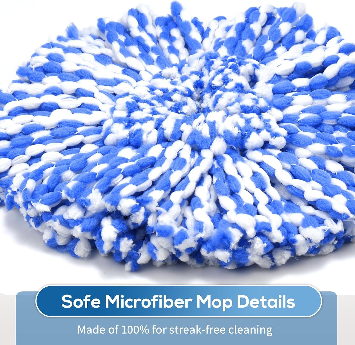 RinseClean Spin Mop Replacement Heads - 8 Pack Blue Microfiber Refills for Efficient Floor Cleaning