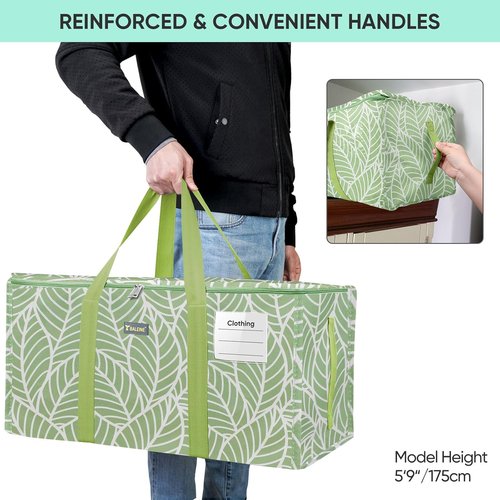 BALEINE Extra Large Storage Tote - Heavy-Duty Oxford Fabric with Zippers & Handles | Antique Foliage