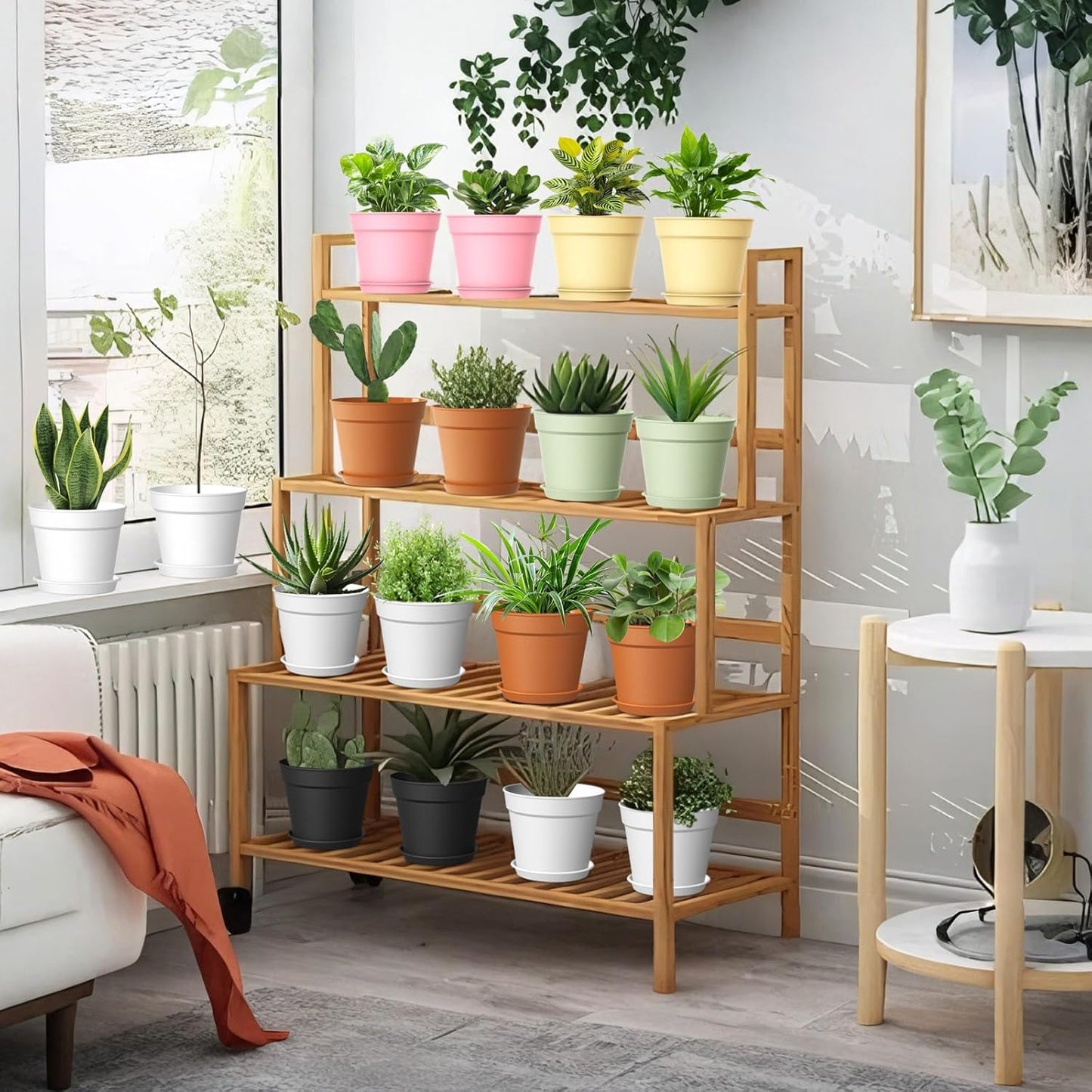 SwinDuck 20 Pack 6-Inch White Plant Pots - Drainage Saucers for Indoor & Outdoor Use | Stackable Nursery Planters