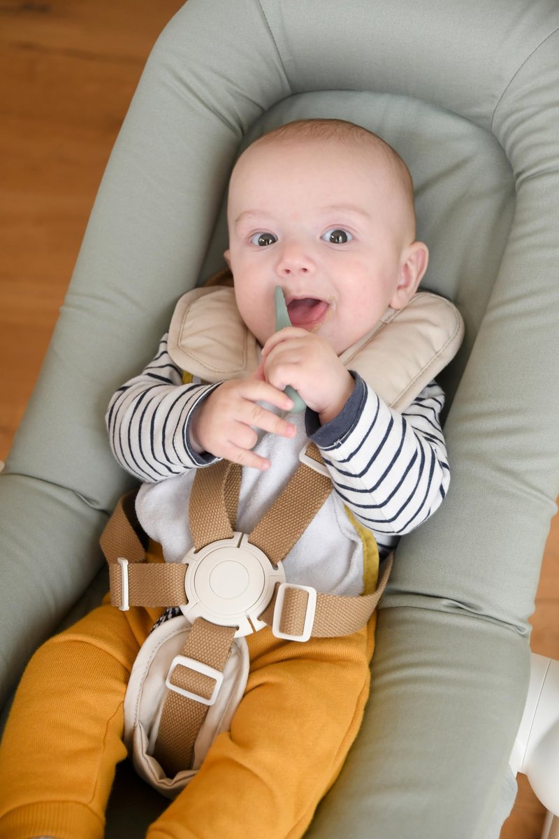 BEABA Set of 2 Silicone Pre-Spoons, For Babies 4-8 Months, Ultra-Soft Silicone Spoons to Help with Self Feeding, Designed with Specialist, Baby Utensils, Sage/Grey
