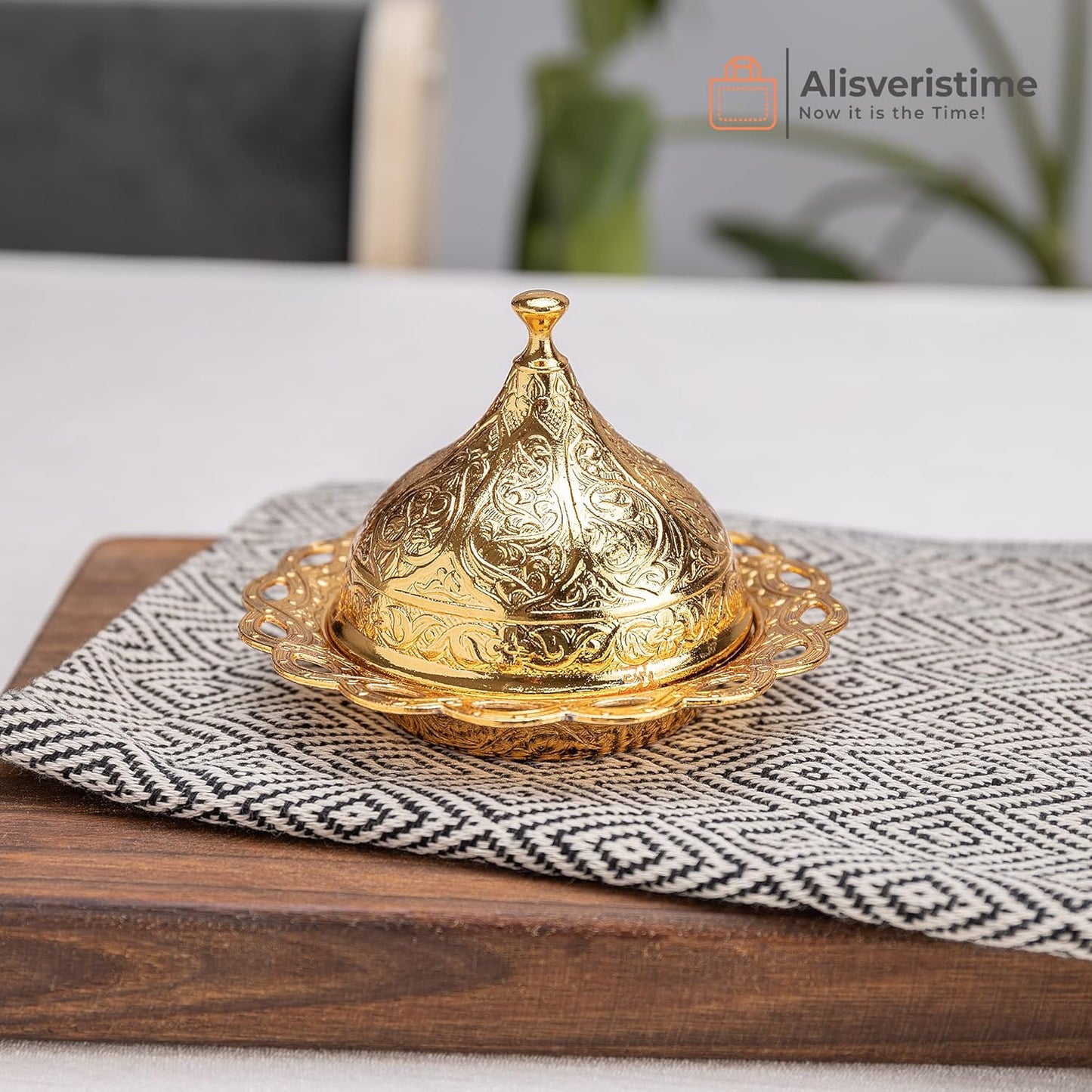 Alisveristime Turkish Coffee Set for Two - Authentic Ottoman Style Cups, Saucers, and Serving Tray with Lale Motifs (Acur) (Copper)