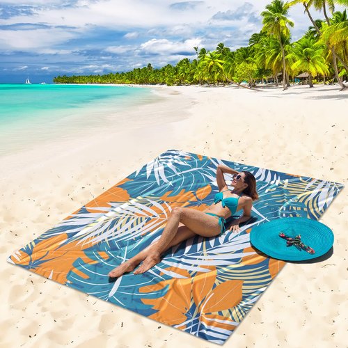 HIHOHO Beach Blanket Waterproof Sandproof Extra Large Beach Mat 79" X 83"/120"x108"for 1-8 Adults Quick Drying Durable Outdoor Picnic Mat for Beach Travel Camping Hiking