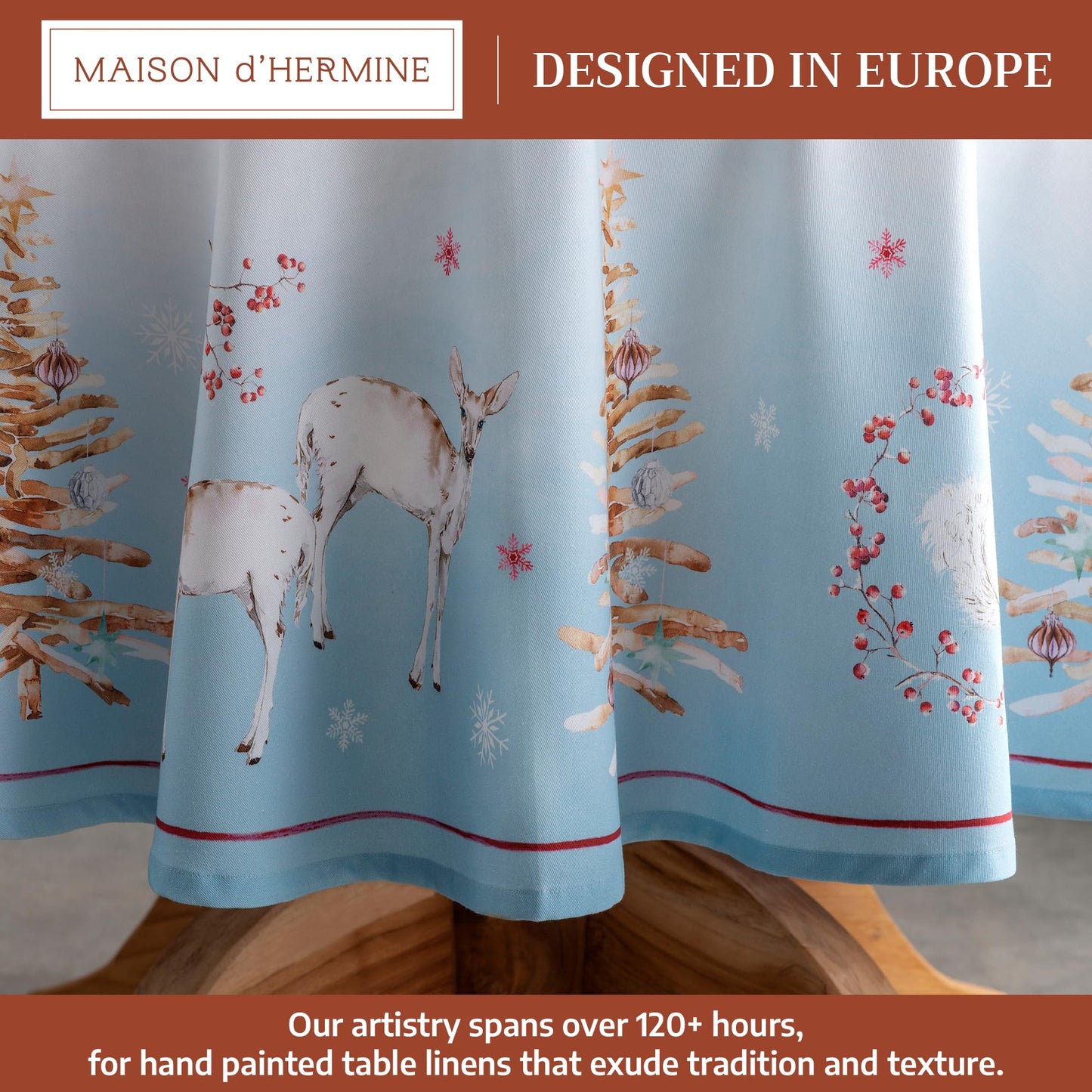 Maison d' Hermine Table Cloth Round Table 100% Cotton 63 Inches Fall Tablecloth Reusable Everyday Use for Thanksgiving Christmas Decorations Dining Farmhouse Party (Fairy Tale Forest)