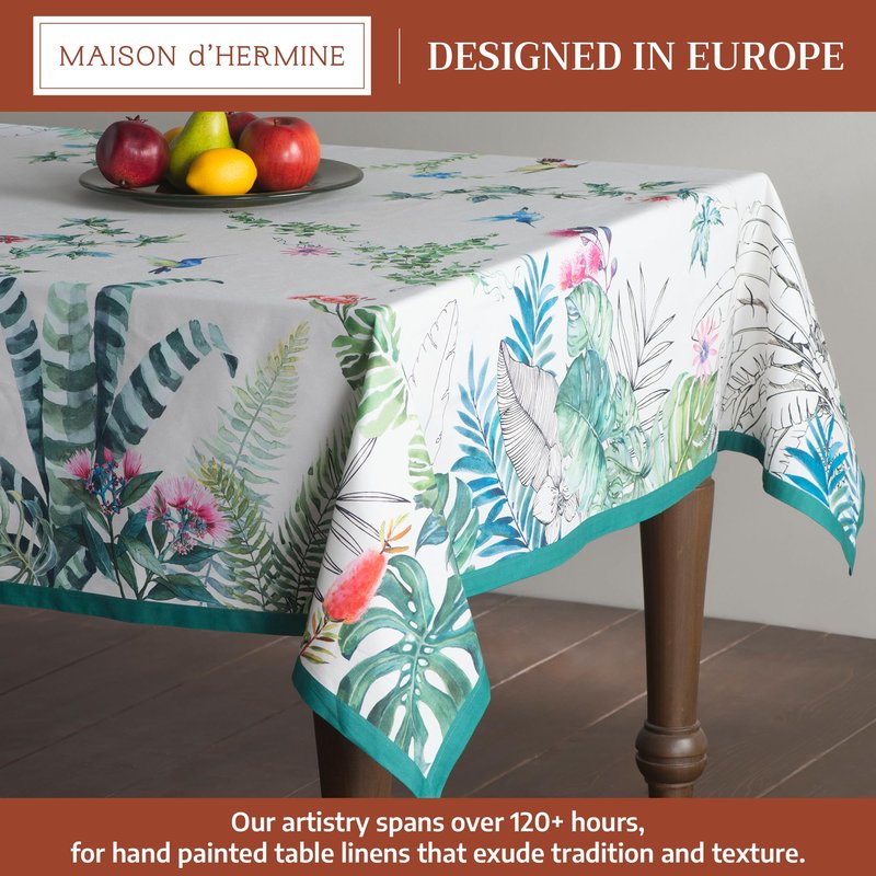 Maison d' Hermine Table Cloth Rectangle Table 100% Cotton 70 x 108 Inches Tablecloth Reusable Decorative for Dining Kitchen Room Farmhouse Home Gifts for Mothers Day Spring Summer - Tropiques