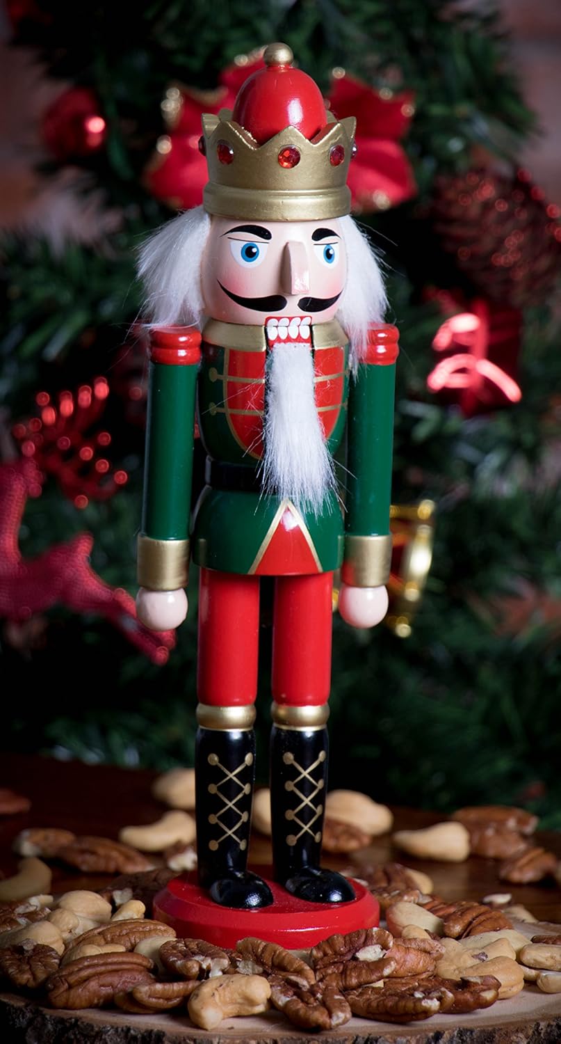 Red Prince 12-Inch Wooden Nutcracker - Festive Christmas Décor for Shelves & Tables