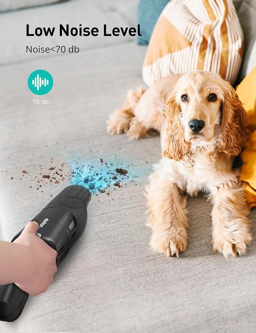 Aspiron Cordless Handheld Vacuum - 24KPA Powerful Car Vacuum with 2-Speed Settings | Portable & Ergonomic Design, Black Silver