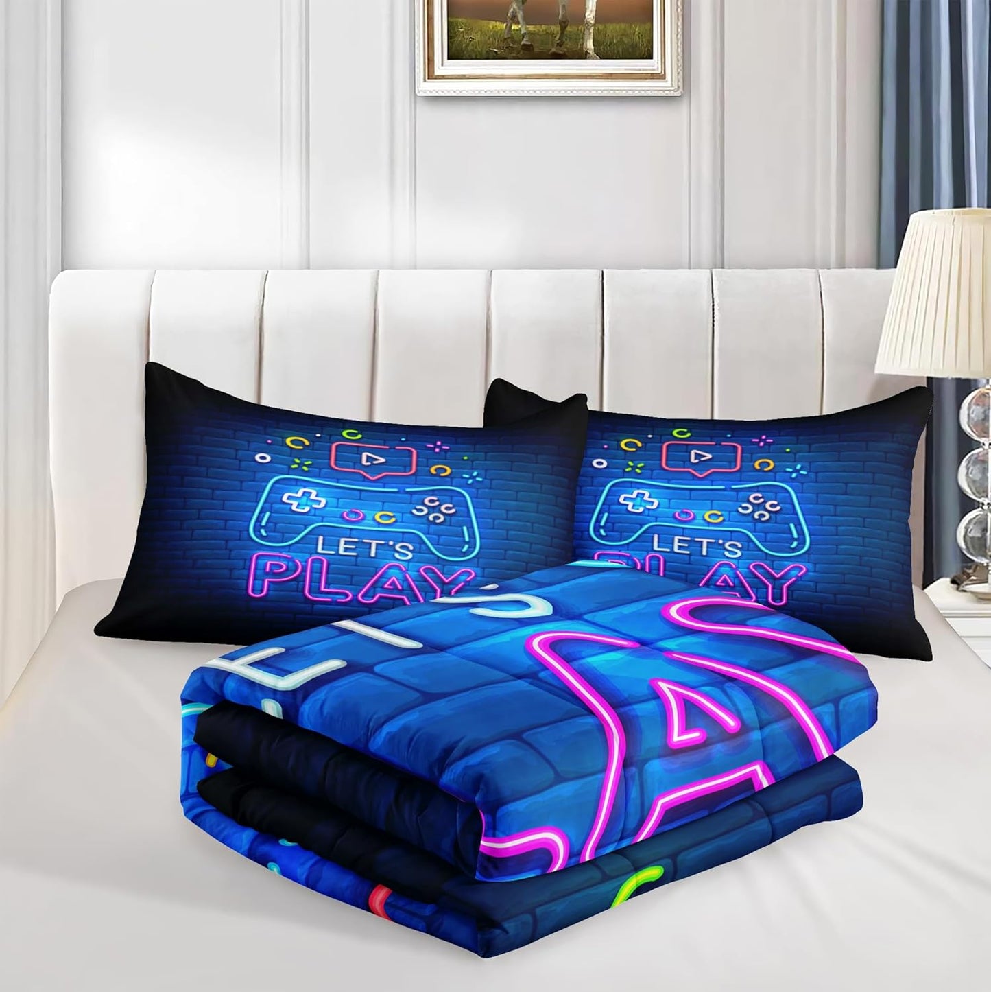 Football Comforter Sets,6 PCS Football Bedding Set,Kids Comforter Sets for Boys,Twin Black and Gold Bed Sets for Boys,Bed in A Bag with Sheets