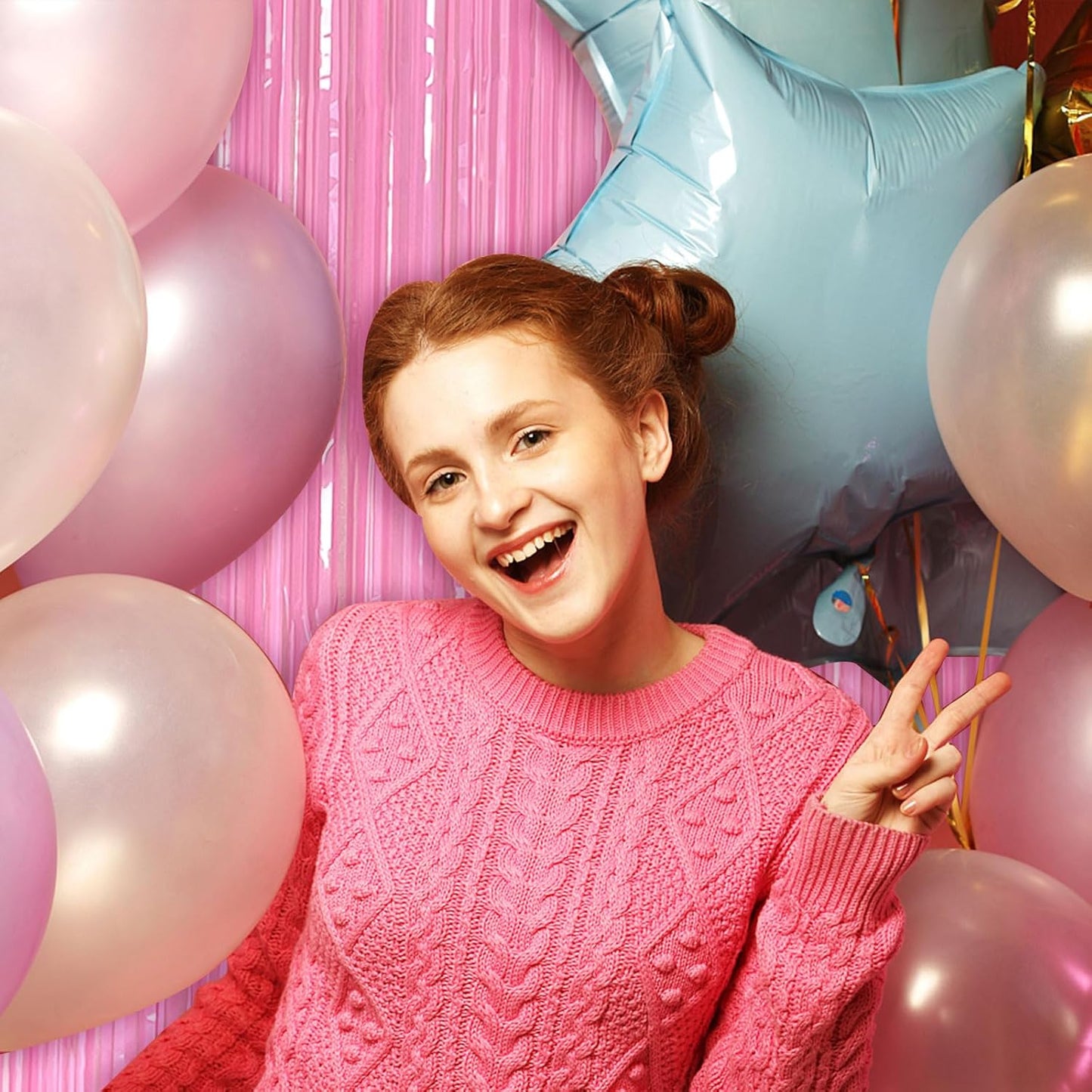 Regine Switzerland Pink Foil Fringe Streamers - Elegant Backdrop Curtains for Birthday & Graduation Celebrations