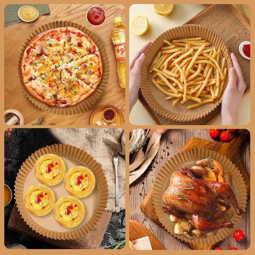 200PCS Air Fryer Liners - Round 8 Inch Non-Stick Parchment Paper for 5-8 QT Air Fryers | Waterproof & Oil-Proof