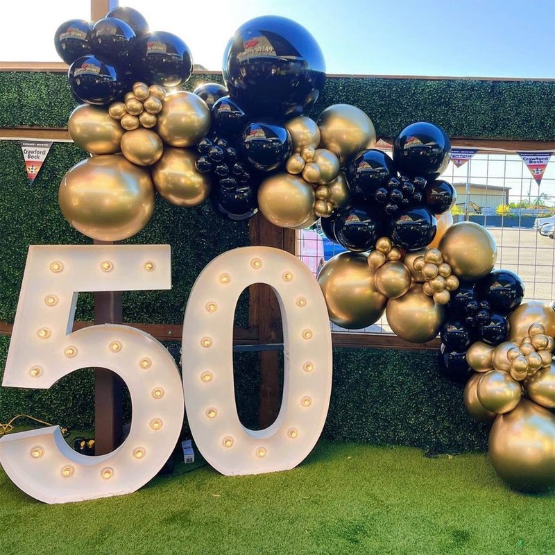 RUBFAC 92pcs Metallic Gold Balloons Chrome Gold Balloon Different Sizes 18 12 10 5 Inch Gold Latex Balloons for Happy New Year Decorations 2024 Birthday Party Graduation
