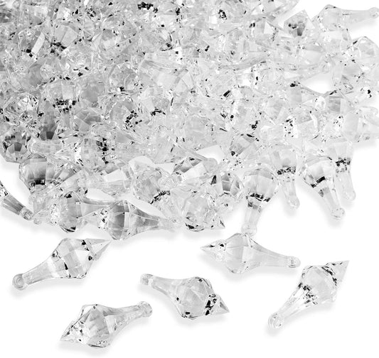 112 Acrylic Clear Ice Rock Diamond Chandelier Drops - Table Scatter Gems for Weddings & Events