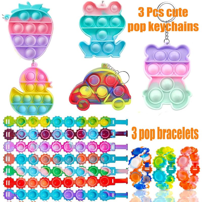 Pebatoor 124 PCS Pop Party Favors for Kids, Fidget Treasure Box Toys for Classroom, Pinata Filler, Treasure Chest Carnival Prizes, Goodie Bag Stuffers, Prize Box Bulk Toys for Boys Girls 4-8-12