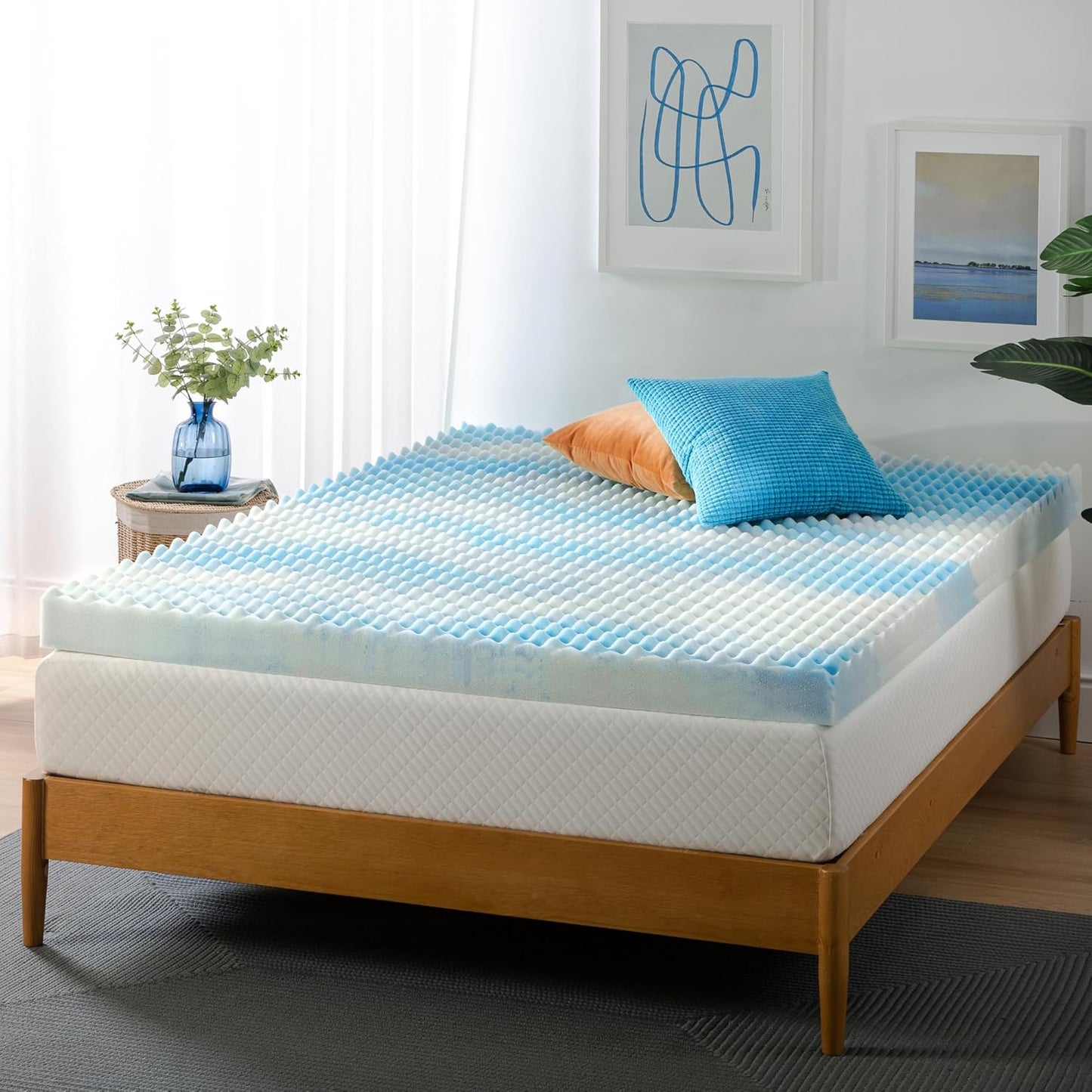 ZINUS 4 Inch Swirl Gel Cooling Memory Foam Mattress Topper, Smaller, More Convenient WonderBox Packaging, Cooling, Airflow Design, CertiPUR-US Certified, Twin