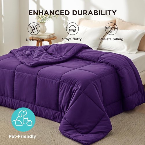 Bedsure Comforter Duvet Insert - All-Season Quilted Down Alternative Bedding, Purple, Full 86 x 82 Inches