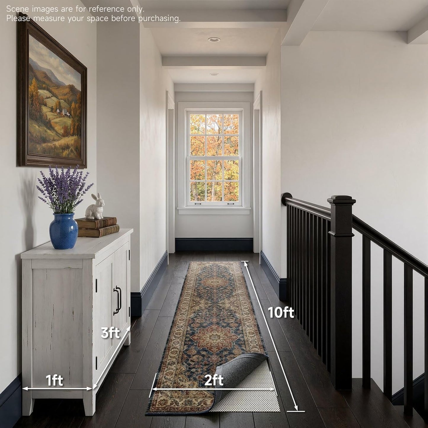 Veken Non-Slip Rug Pad Gripper - Thick 2x10 Ft Area Rug Pad for Hardwood & Tile Floors