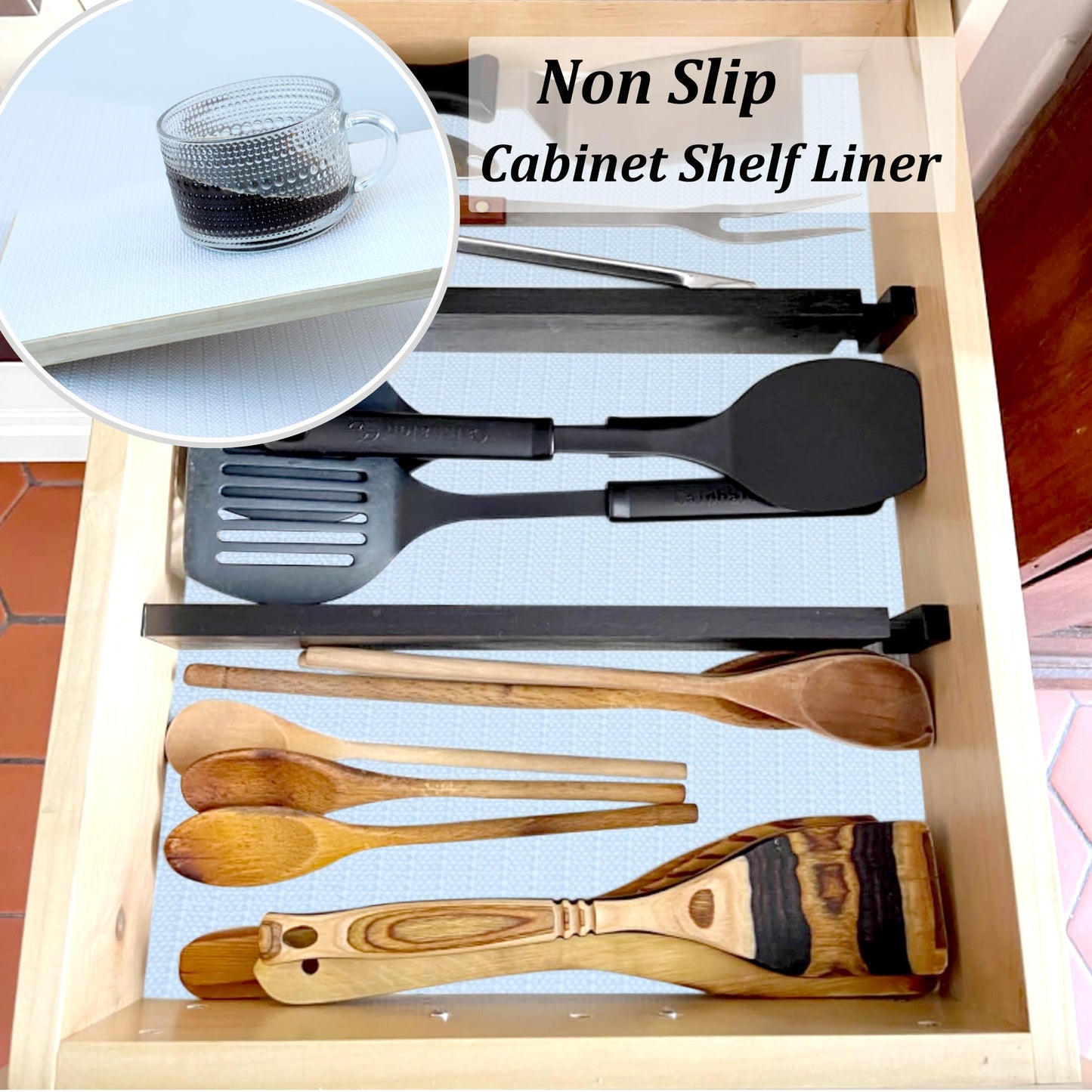 Cabinet Liners for Shelves Non Slip Waterproof Drawer Liners 20 Inch Wide X 20 Ft White Non Adhesive Shelf Liners for Kitchen Bathroom Washable Cabinet Mats for Refrigerator Cupboard Pantry Closet