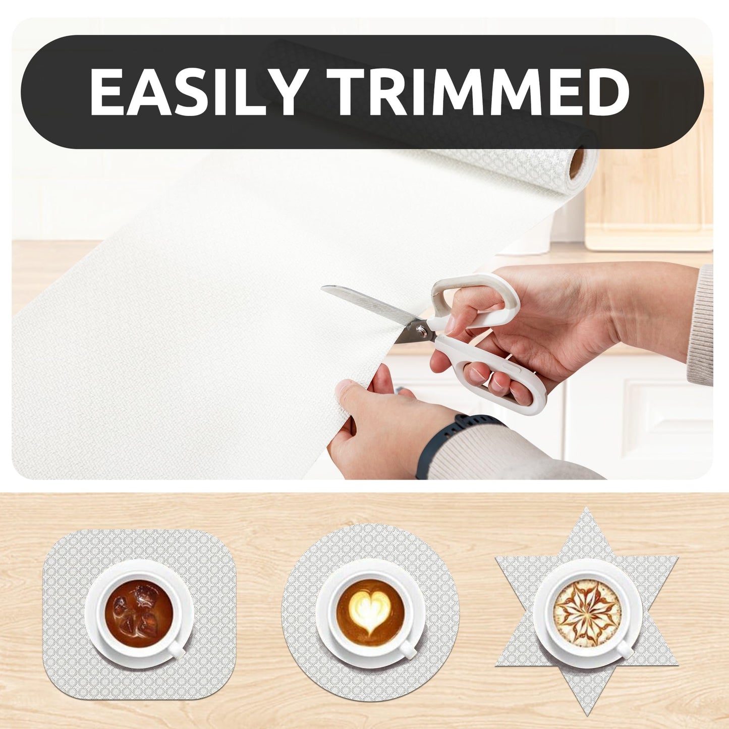 RAY STAR 12X120 Inch Shelf Liner for Kitchen Cabinets, Non-Adhesive Cabinet Liner Washable, PVC Drawer Liner for Dresser Non-Slip Bathroom (White Circle)(3 Roll)