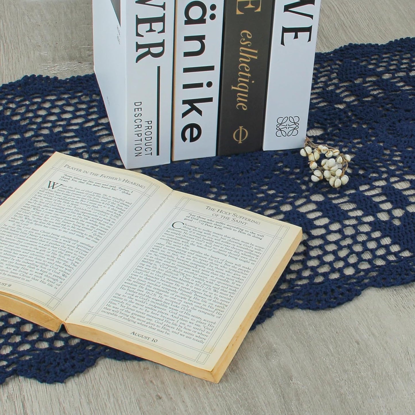 Handmade Crochet Lace Table Runner 15x51 Inch - Elegant White Décor
