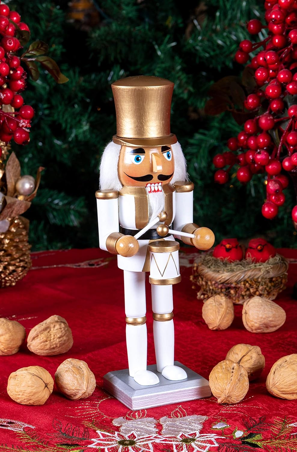 Red Prince 12-Inch Wooden Nutcracker - Festive Christmas Décor for Shelves & Tables
