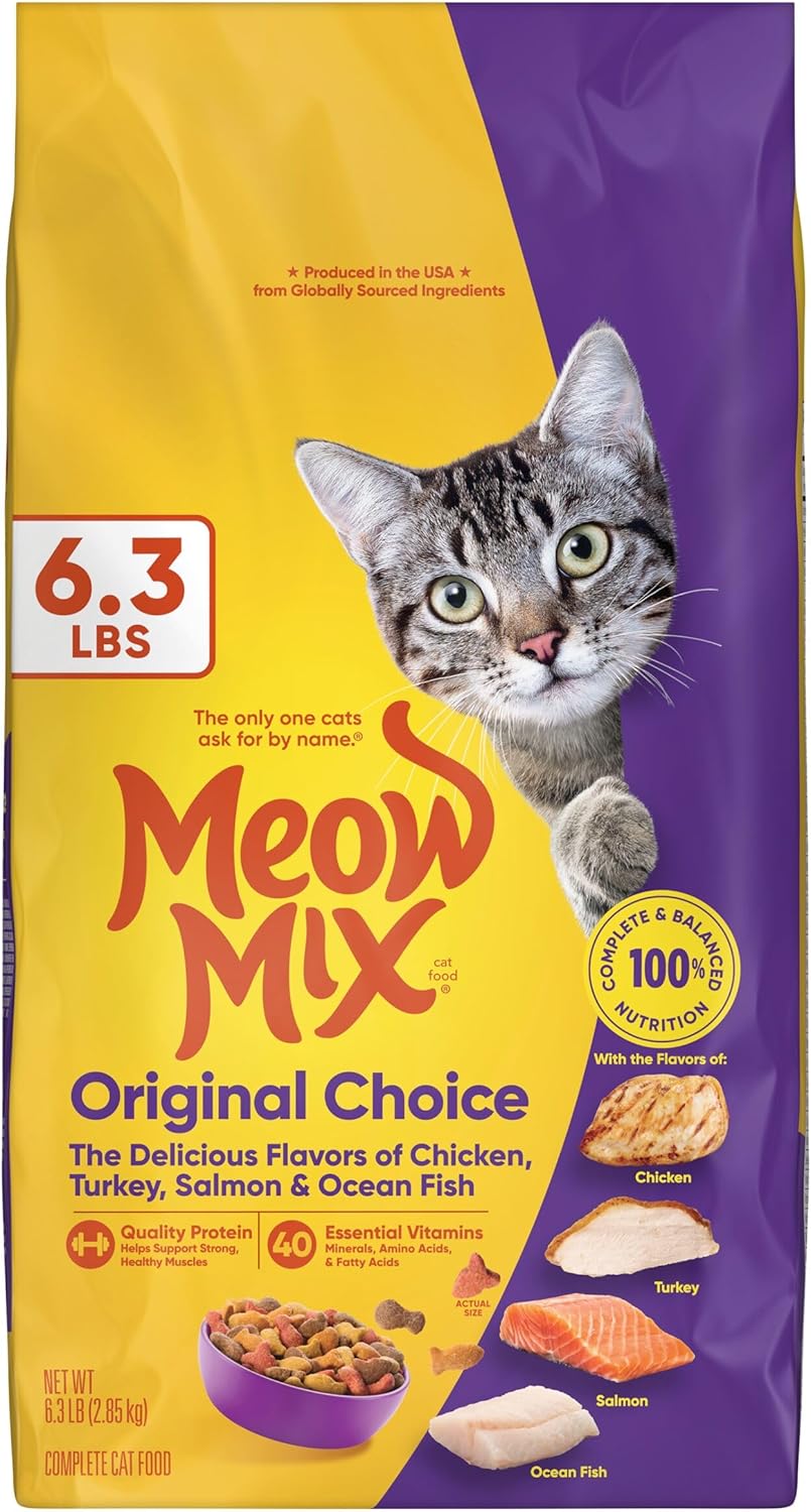 Meow Mix Original Choice Dry Cat Food - Nutritious Formula for Healthy Cats | 6.3 lb Bag