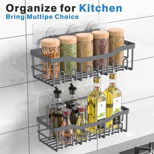 EUDELE Shower Caddy - 2 Pack Adhesive Organizer for Bathroom & Kitchen Storage | Rustproof Stainless Steel