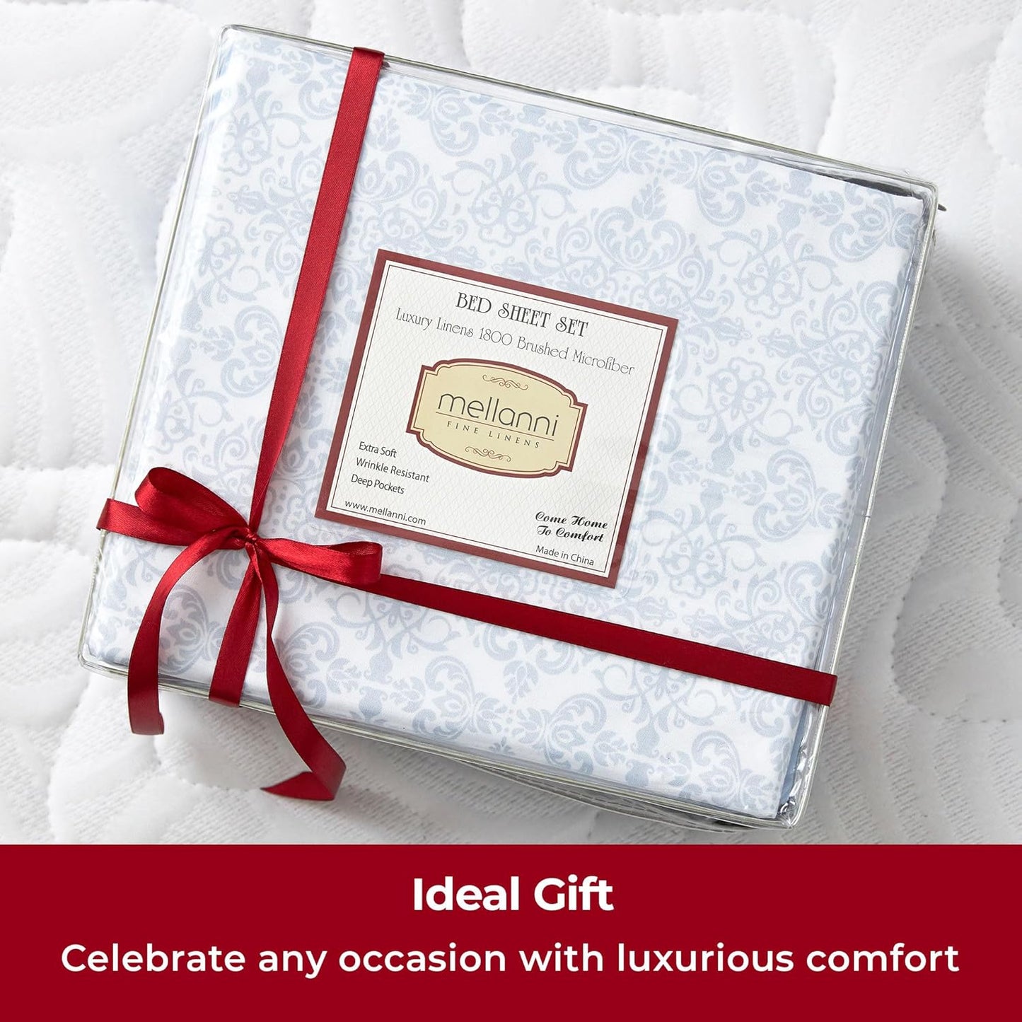 Mellanni Full Sheets Set - 4 PC Hotel Luxury Bedding | Extra Soft, Cooling, Wrinkle-Resistant (Laced Sky Blue)