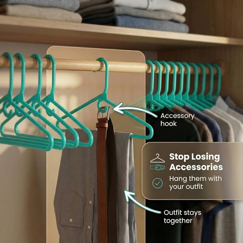 DEILSY™ Heavy Duty Aqua Hangers - Strong Plastic Clothes Hangers for Shirts, Jackets, & Pants | Pack of 10
