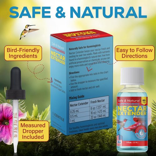 Escentile Hummingbird Nectar Extender - Freshens Nectar for 2+ Weeks | Safe, Natural Formula - 1oz