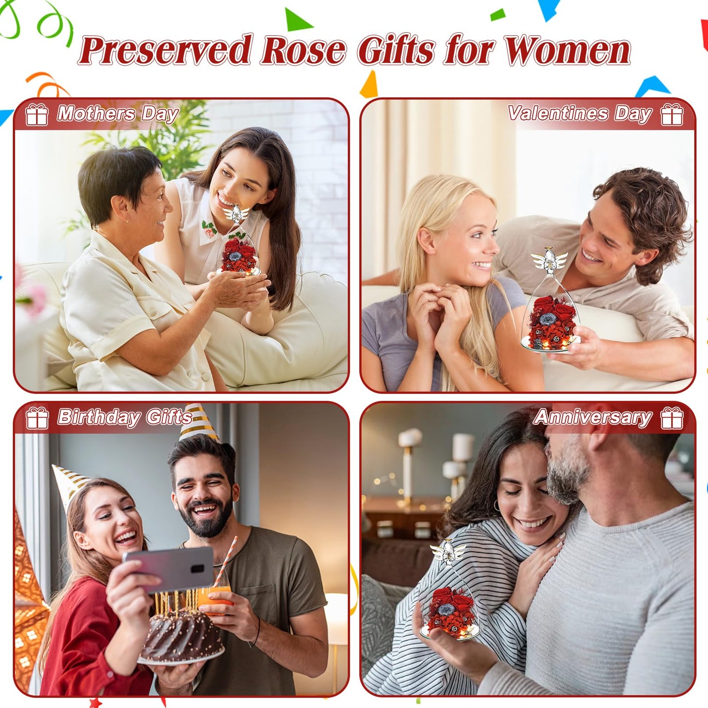 ORRPTSNC for Mom, Fresh Flowers for Delivery Prime, Angel Figurines with LED Light on Birthday Gifts for Her, Women, Grandma, Anniversary Day Gifts