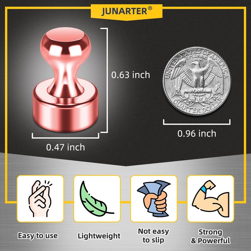 Junarter 20 Pack Magnetic Push Pins, Rose Gold Strong Fridge Magnets, Whiteboard Magnets, Refrigerator Magnets Strong, Dry Erase Board Magnets for Fridge, Whiteboard, Office, Classroom, Kitchen, Map