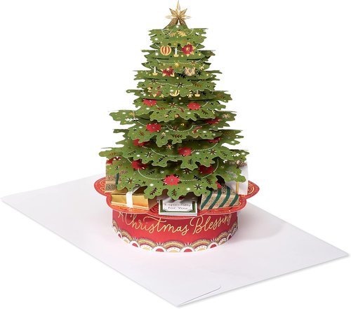 American Greetings 3D Pop-Up Christmas Card - Magic Moments Holiday Tree Design (Blessings)