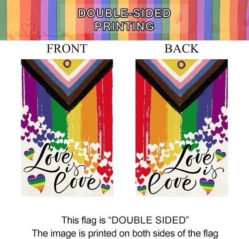 Baccessor Love Pride Garden Flag - Double-Sided 12.5 x 18 Inch LGBTQ Heart Rainbow Design