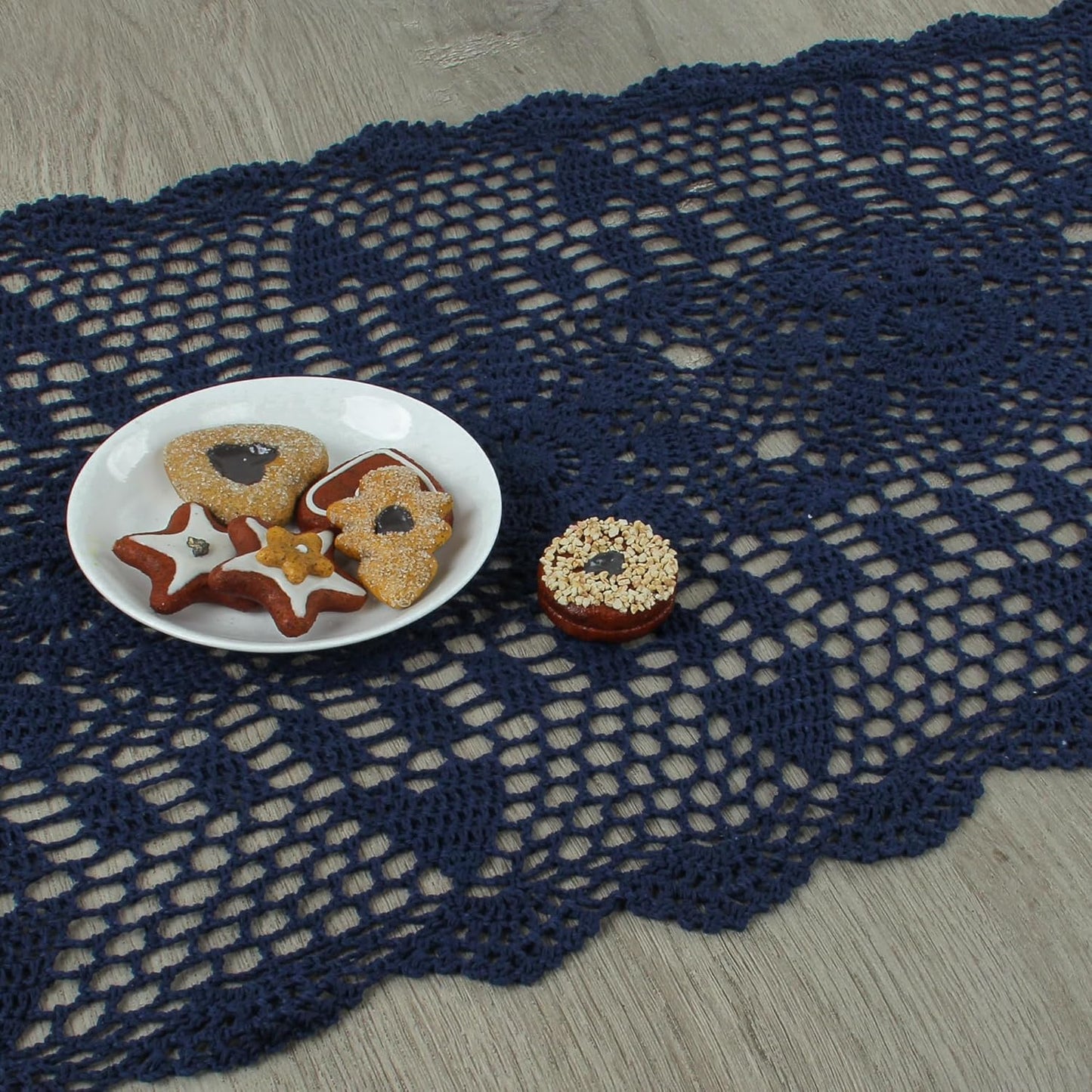 Handmade Crochet Lace Table Runner 15x51 Inch - Elegant White Décor
