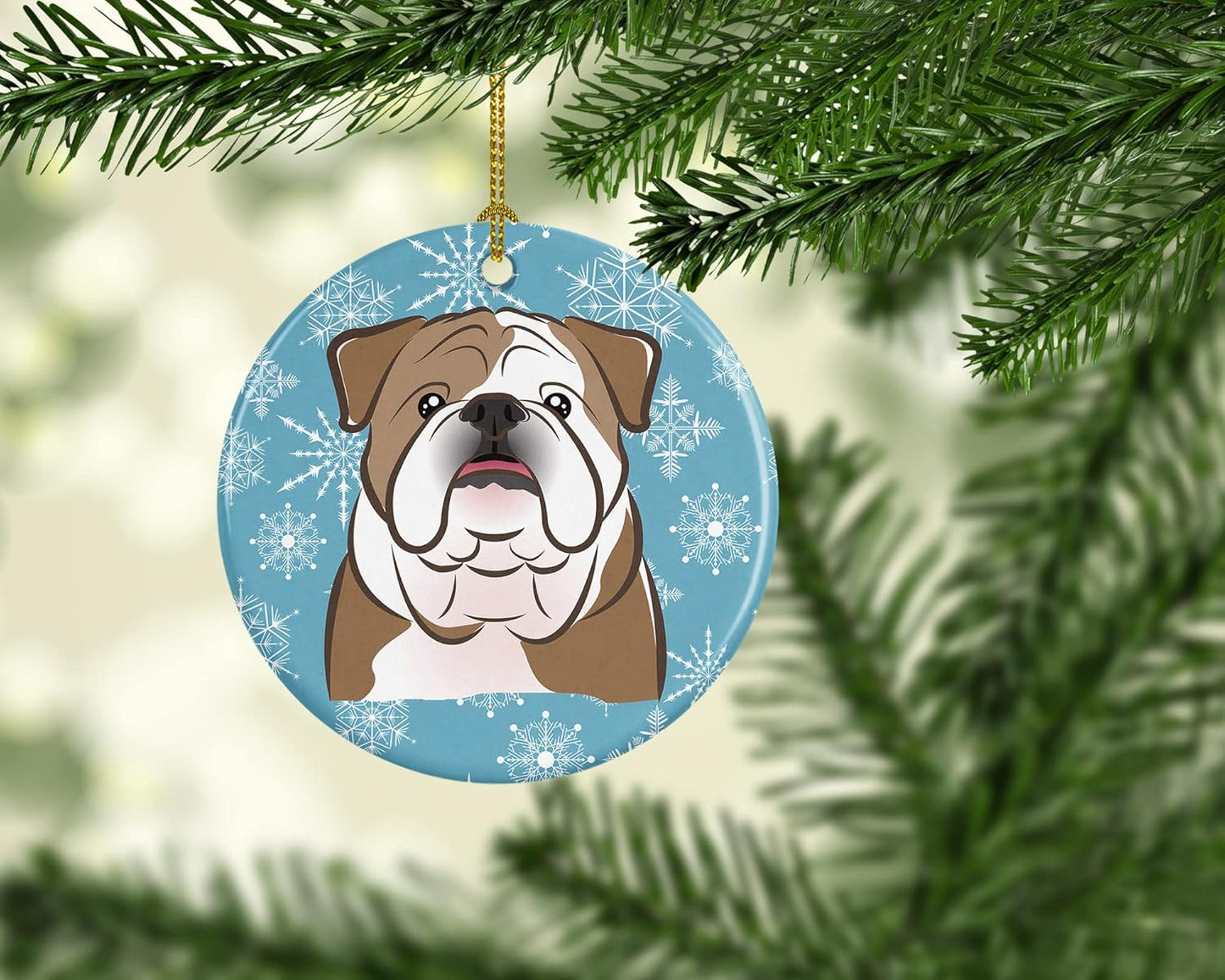 Snowflake English Bulldog Ceramic Ornament - Caroline's Treasures, Multicolor