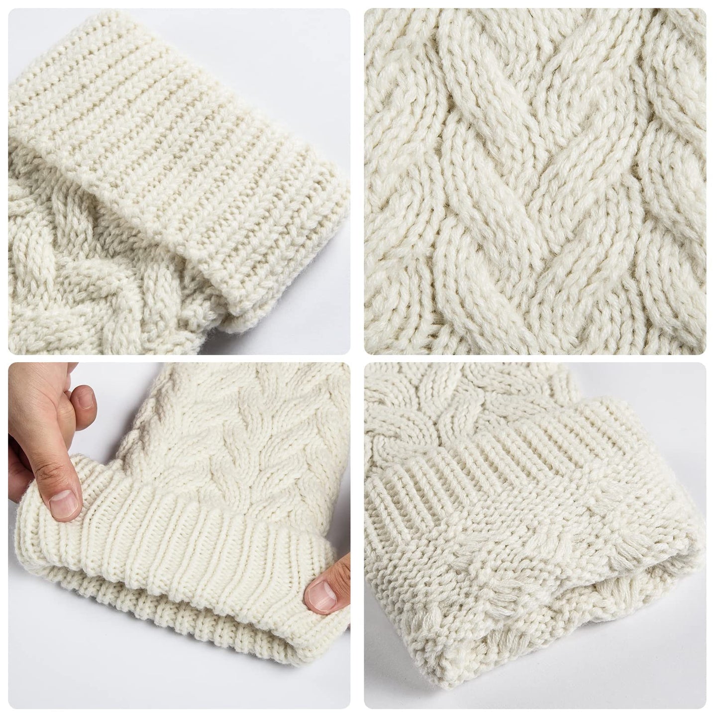 18 Inches Christmas Stockings Knit Xmas Stockings Large Fireplace Hanging Stockings for Family Christmas Decoration (Ivory, 5)
