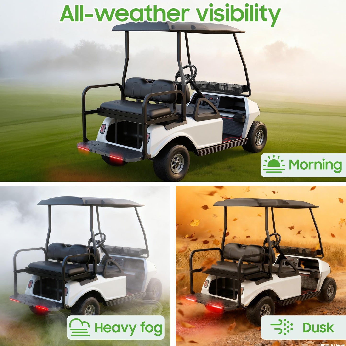 10L0L Universal Golf Cart Taillights - 12V Golf Cart Brake Light Kit with Turn Signal, Tail Lights for Golf Carts, ATV, UTV, and Cars - Easy Direct Wiring & 34‘’ Extended Cable