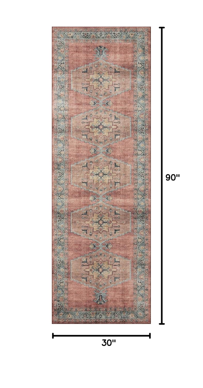 Loloi Heidi Collection HEI-05 Spice/Aqua 2'-6" x 7'-6" Runner Rug
