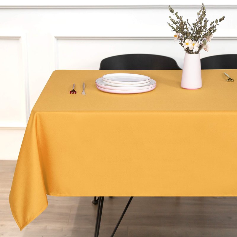 sancua Rectangle Tablecloth - 54 x 120 Inch - Stain and Wrinkle Resistant Washable Polyester Table Cloth, Decorative Fabric Table Cover for Dining Tables, Buffet Parties and Camping, Gold