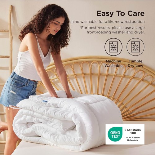 Bedsure Comforter Duvet Insert - All-Season Quilted Queen Size Down Alternative Blanket, White 88 x 88 Inches