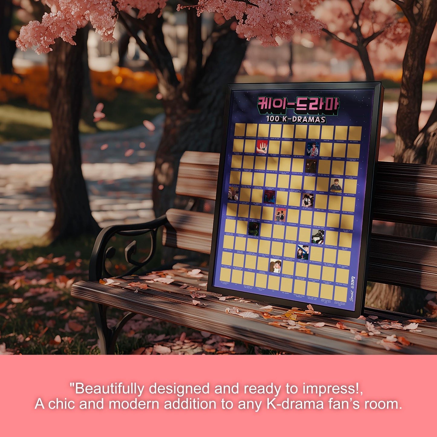 scrachit Top 100 Korean Drama Scratch Off Poster of All Time - K Drama Challenge Bucketlist - Perfect Korean Gifts for Kpop Lovers - 23" x 17"