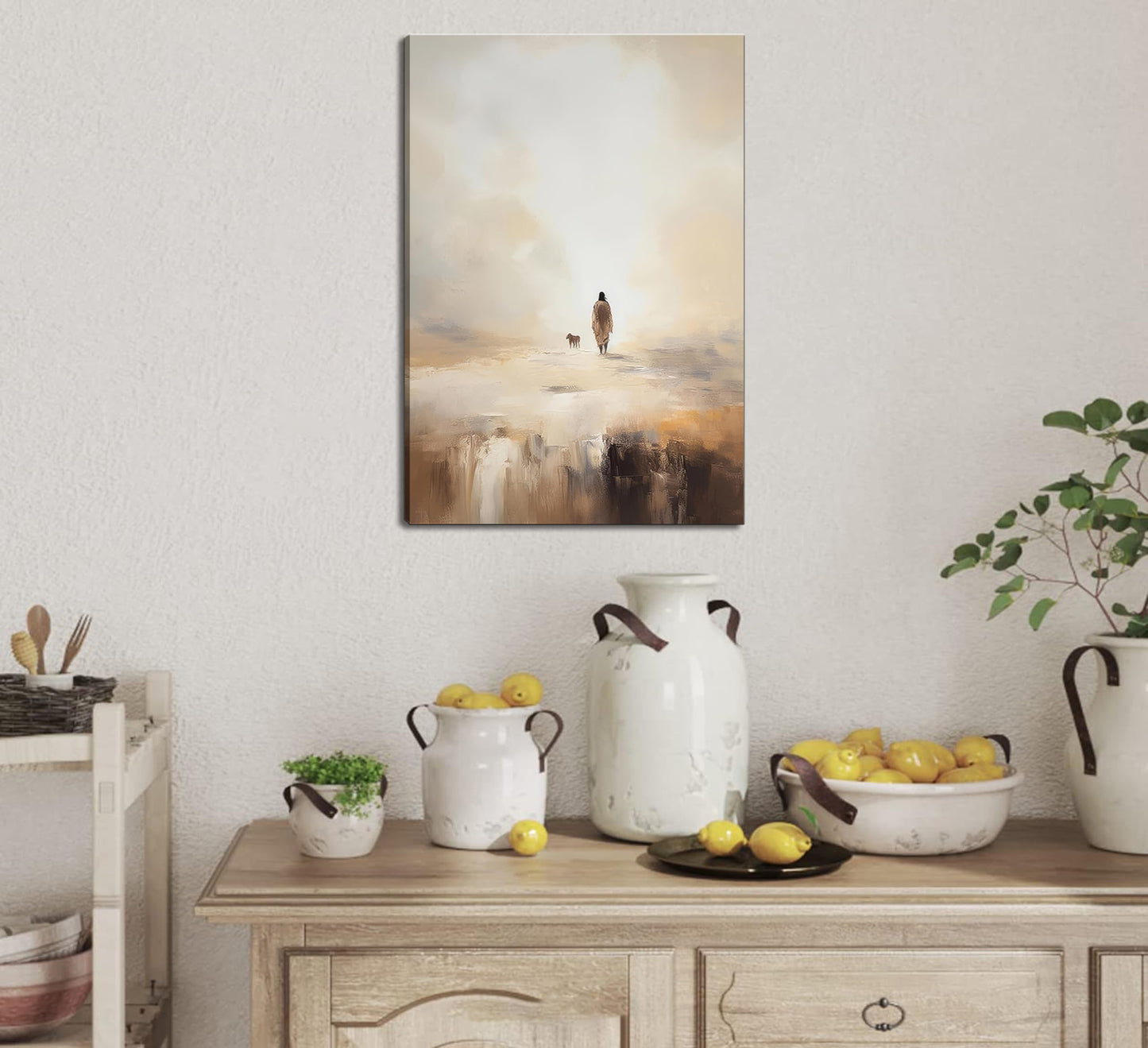 Christian Canvas Wall Art Jesus Leaves The 99 Sheep Bible Parable Story Lost Sheep Religion Painting Picture Wall Decor Poster Print for Living room Bedroom Office Home Decoration