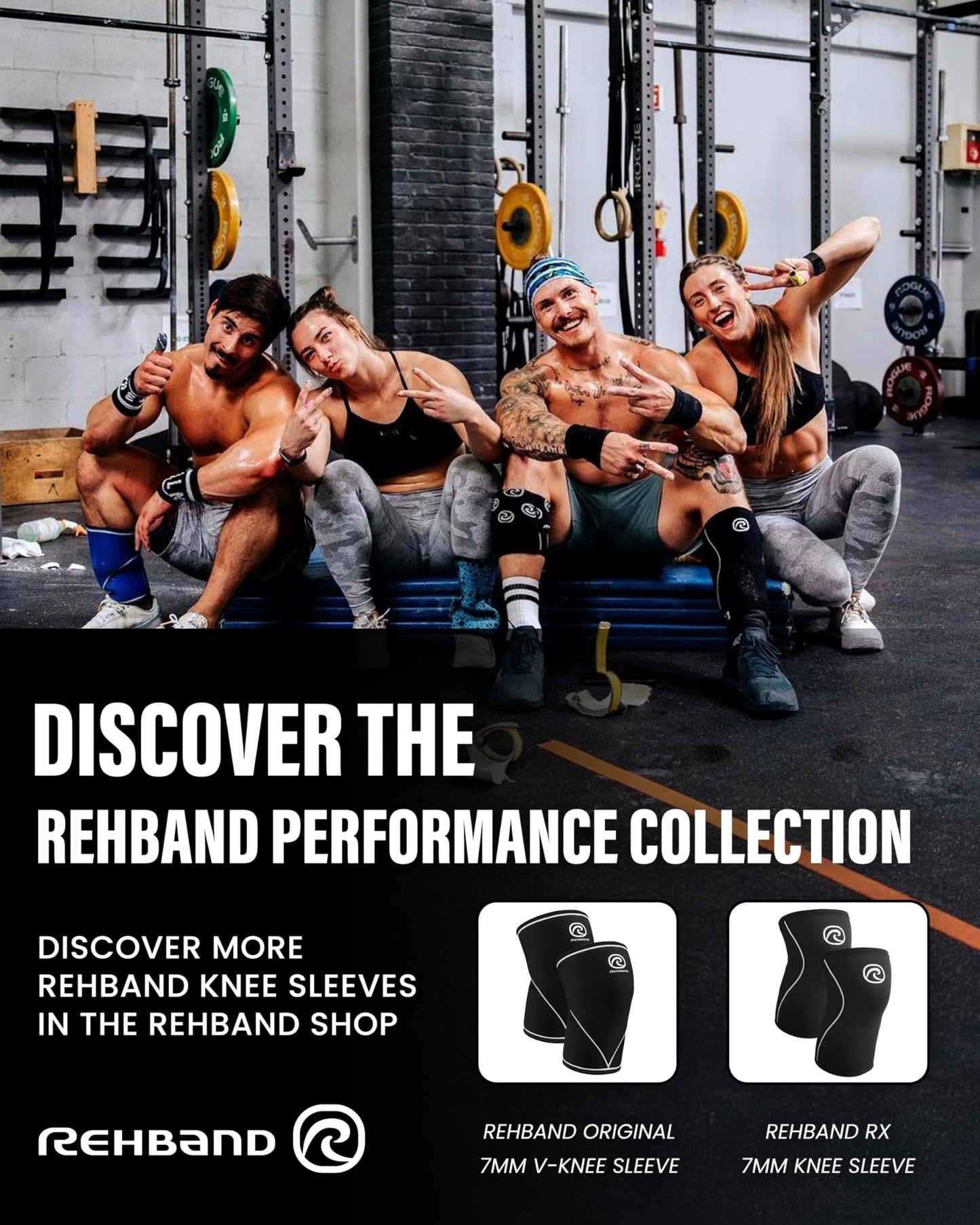 Rehband 5mm Knee Sleeves for Functional Training, Cross-Training & Powerlifting, Weightlifting Knee Support made of Neoprene, Unisex, Colour:Silver/Black - 1 Pair, Size:Medium