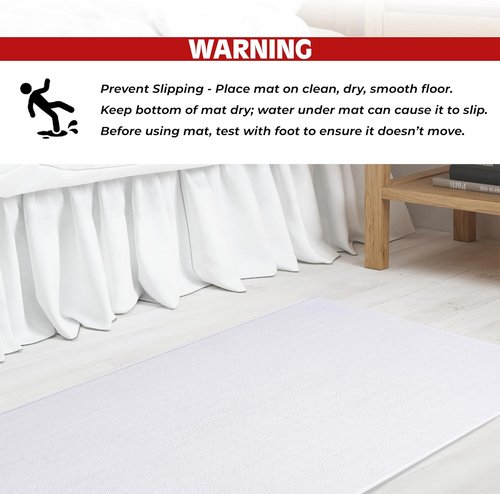 Cotton Paradise 100% Cotton Bath Mat - Non-Slip, Soft, Absorbent & Quick Dry | 17x24 Inch, White