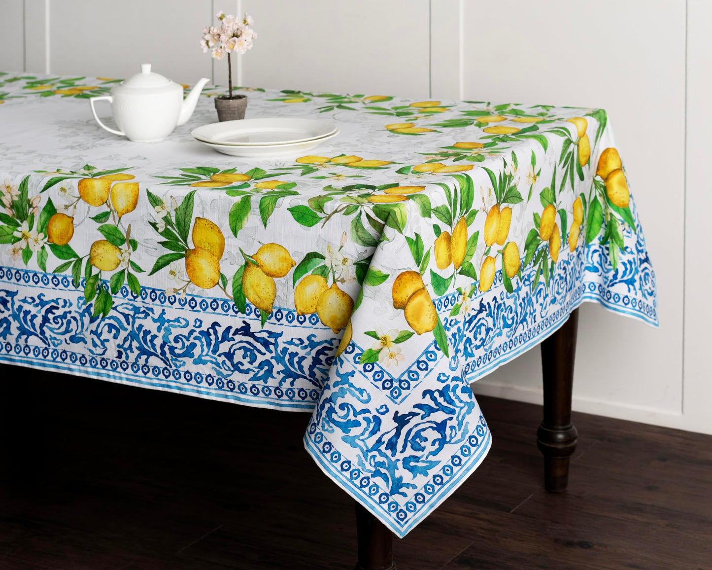 Maison d' Hermine Table Cloth Rectangle Table 100% Cotton 70 x 120 Inches Tablecloth Reusable Decorative for Dining Kitchen Room Farmhouse Home Gifts for Mothers Day Spring Summer - Cedrat