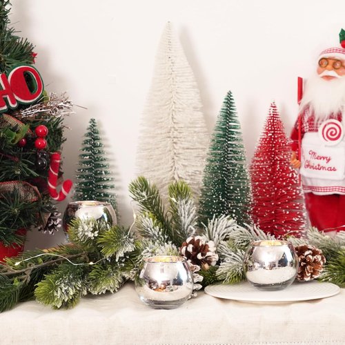 Homemory Silver Votive Candle Holders - 12 Pcs Round Mercury Glass for Weddings & Home Decor