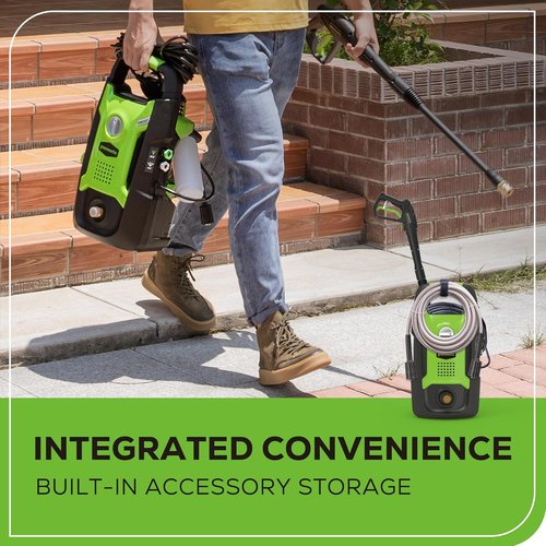 Greenworks Electric Pressure Washer - 1.2 GPM, Lightweight, 20 FT Hose & 35 FT Power Cord | Ideal for Cars, Patios & Decks